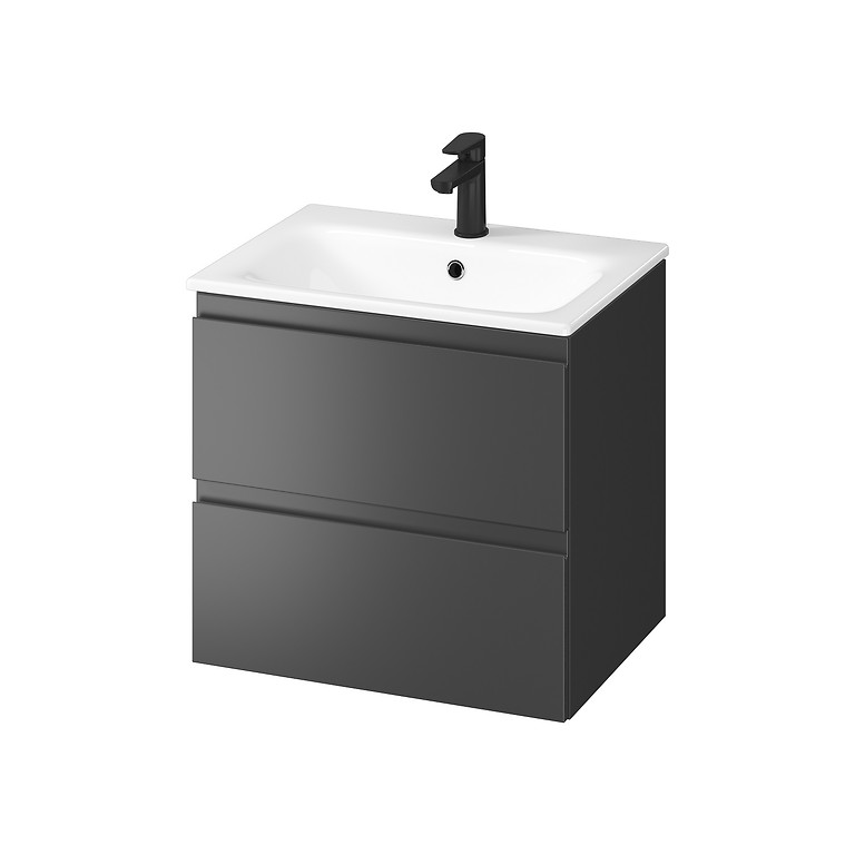 Cersanit Moduo 60×45 cm alsószekrény – antracit – keskenyperemű mosdóval – lapraszerelt (S801-472-DSM)
