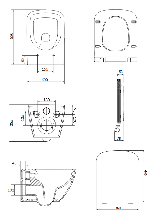 Cersanit City Pro Square Vortex Fali WC ülőkével (S701-884)