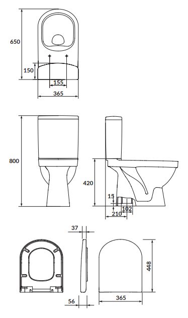 Cersanit Zip Nyitott Peremes Monoblokkos Mélyöblítésű Alsó Kifolyású WC, Soft Close Ülőkével (K121-013)