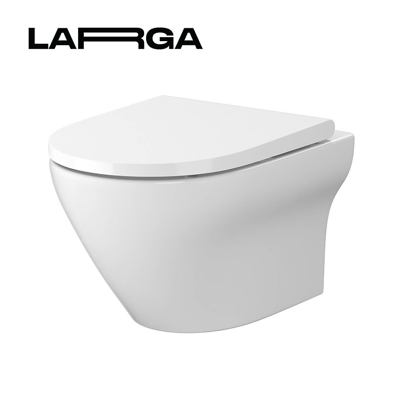 Cersanit Larga Oval Perem Nélküli Fali WC, Slim Wrap Soft Close Ülőkével (S701-472)