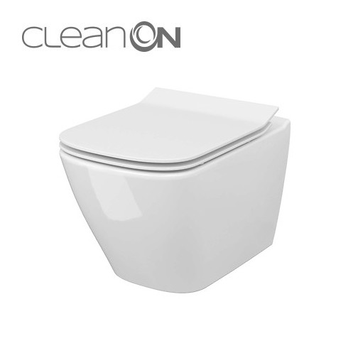 Cersanit City Szögletes Perem Nélküli Fali WC, Soft Close Duroplast Ülőkével (S701-405)