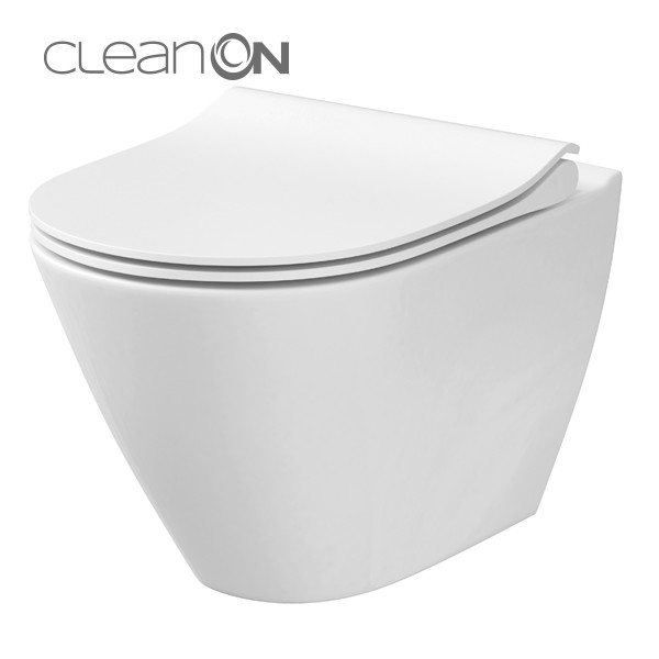 Cersanit City Ovális Perem Nélküli Fali WC, Slim Soft Close Ülőkével (K701-104)