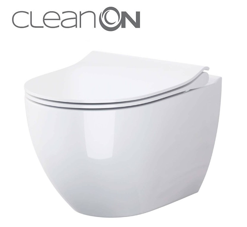 Cersanit Zen Perem Nélküli Fali WC, Rejtett Rögzítéssel, Slim Soft Close Duroplast Ülőkével (S701-428)