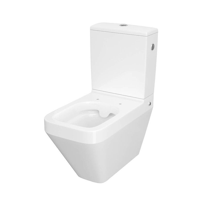 Cersanit Crea Szögletes Perem Nélküli Monoblokkos WC Alsó Rész, Hátsó Kifolyású, Slim Soft Close Ülőkével, Tartály Nélkül (K114-022)
