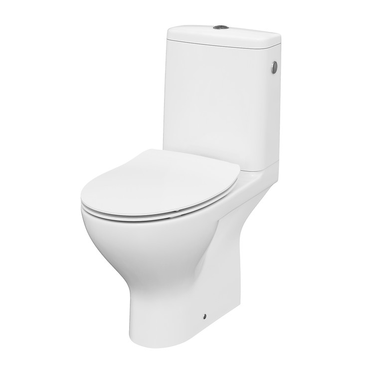 Cersanit Moduo Perem Nélküli Monoblokkos WC, Univerzális Kifolyású, Oldalsó Bekötésű Tartállyal És Slim Lassú Záródású Ülőkével (K116-029)