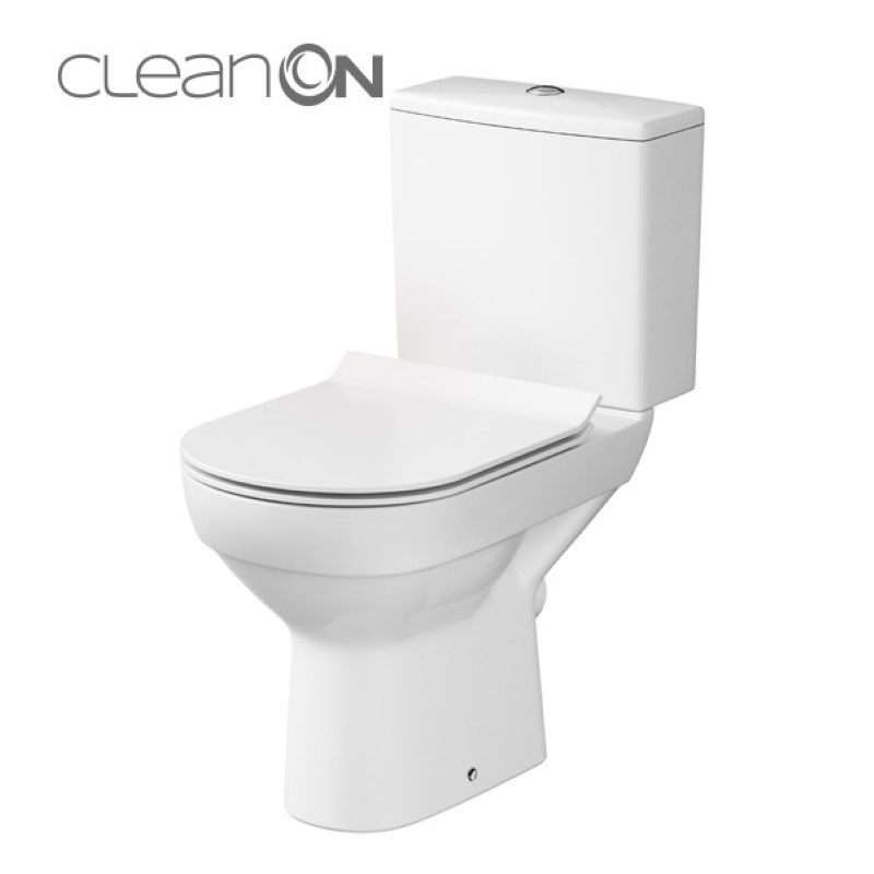 Cersanit City 010 Perem Nélküli Monoblokkos Mélyöblítésű Hátsó Kifolyású WC, Slim Soft Close Duroplast Ülőkével (K35-037)