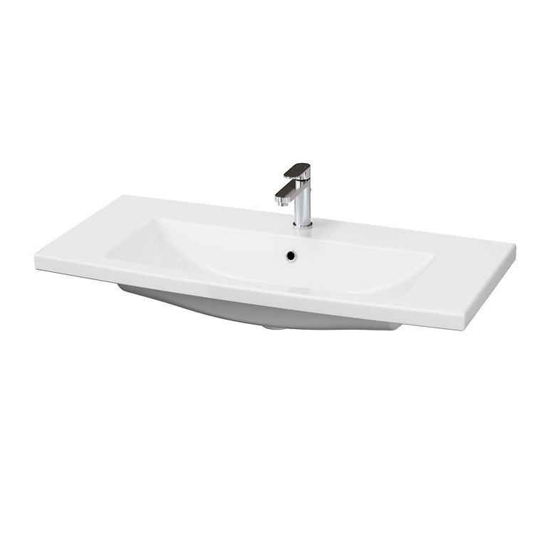 Cersanit Como 100×45,5 cm Téglalap Bútorra Ültethető Mosdó, Fehér, Csaplyukkal (K32-016-EX1)